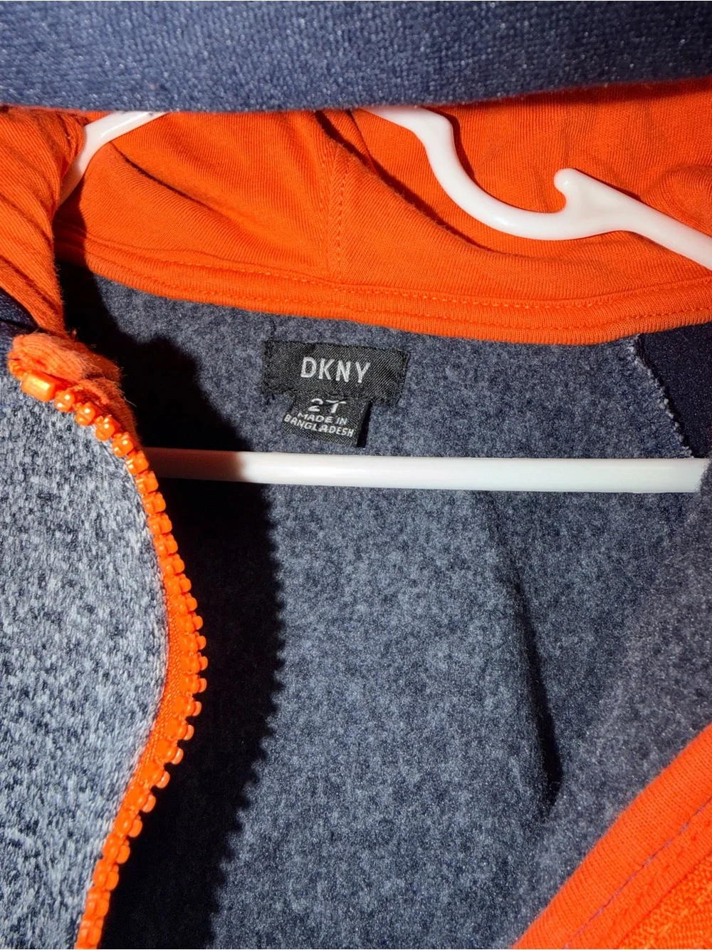 DKNY Boys 2-Piece Hoodie Jogger Tracksuit Navy Gray Orange Size 2T